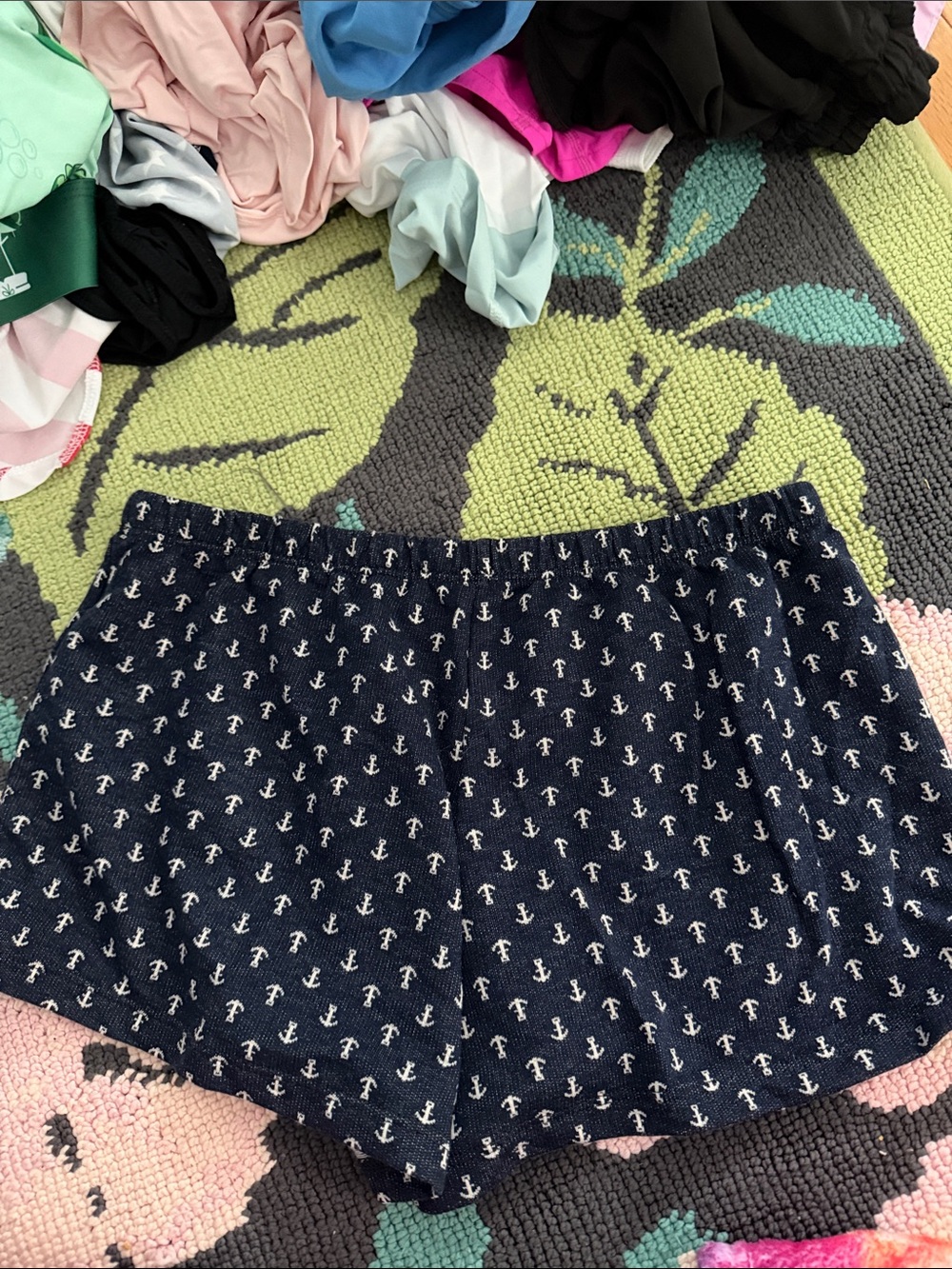 Brandy Melville Navy Shorts with White Anchor Print